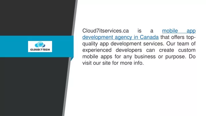 cloud7itservices ca is a mobile app development