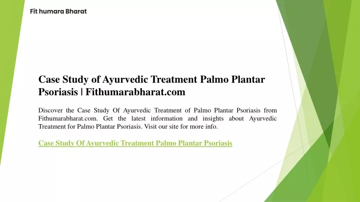 case study of ayurvedic treatment palmo plantar