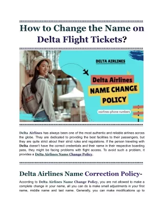 How to Change the Name on Delta Flight Tickets_