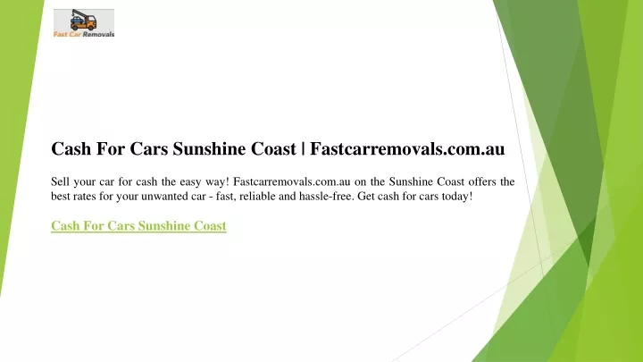 cash for cars sunshine coast fastcarremovals