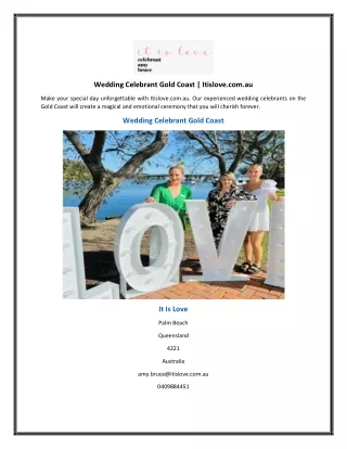 Wedding Celebrant Gold Coast | Itislove.com.au
