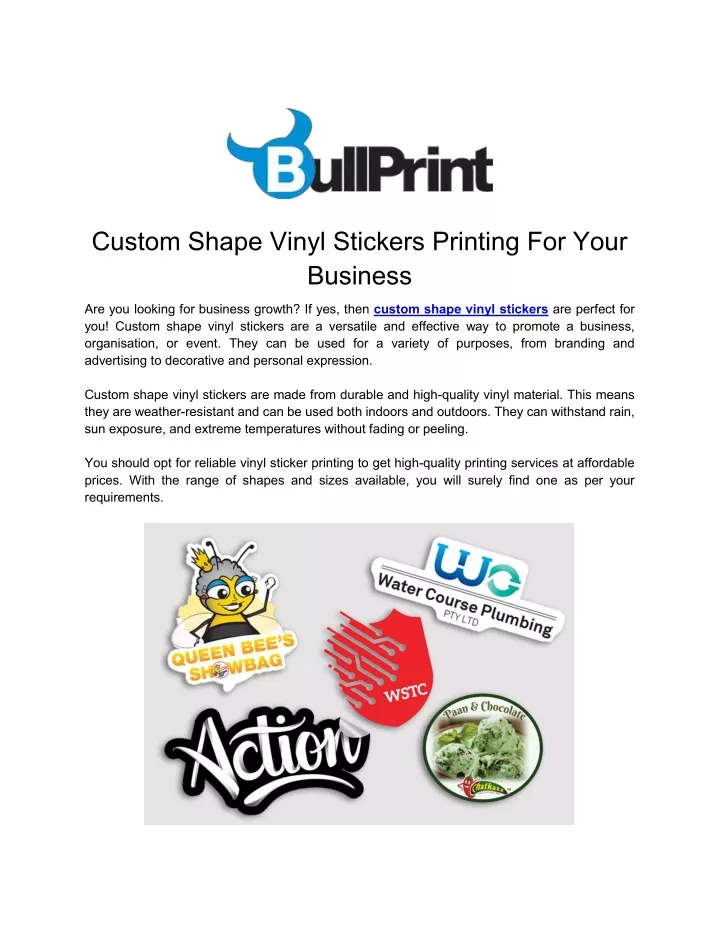 custom shape vinyl stickers printing for your