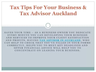Tax Tips For Your Business & Tax Advisor Auckland