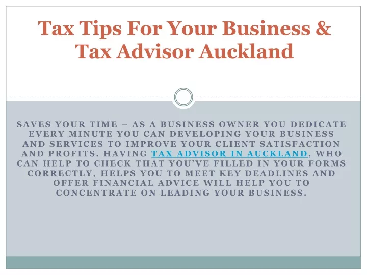 tax tips for your business tax advisor auckland