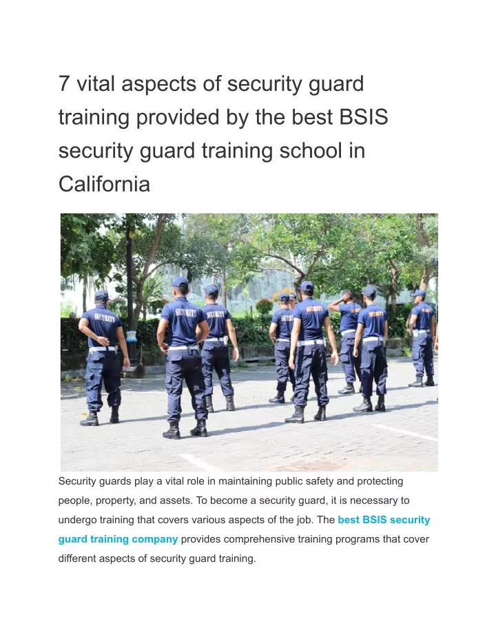 7 vital aspects of security guard training