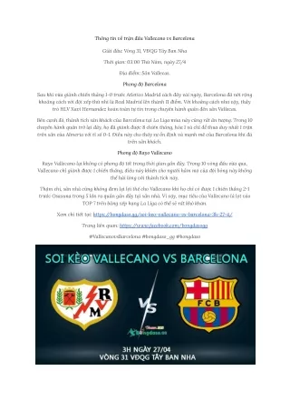 Nhận định – Soi kèo nhà cái Vallecano vs Barcelona (3h, 27/4) tại bongdaso-gg