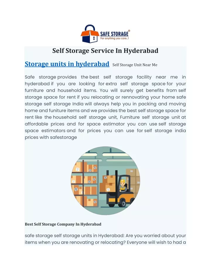 self storage service in hyderabad