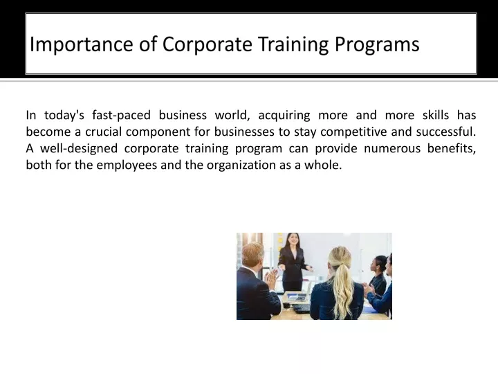 importance of corporate training programs