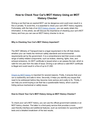 how to check your car s mot history using