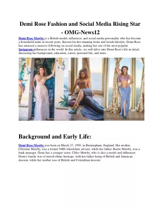 Demi Rose Fashion and Social Media Rising Star - OMG-News12
