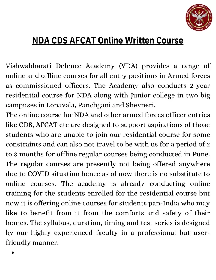 nda cds afcat online written course