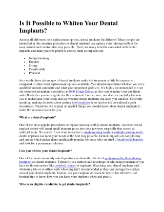 Is It Possible to Whiten Your Dental Implants