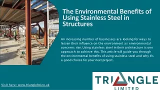 The Environmental Benefits of Using Stainless Steel in Structures