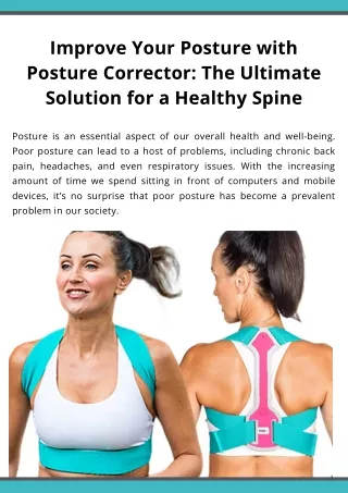 Improve Your Posture with Posture Corrector The Ultimate Solution for a Healthy Spine