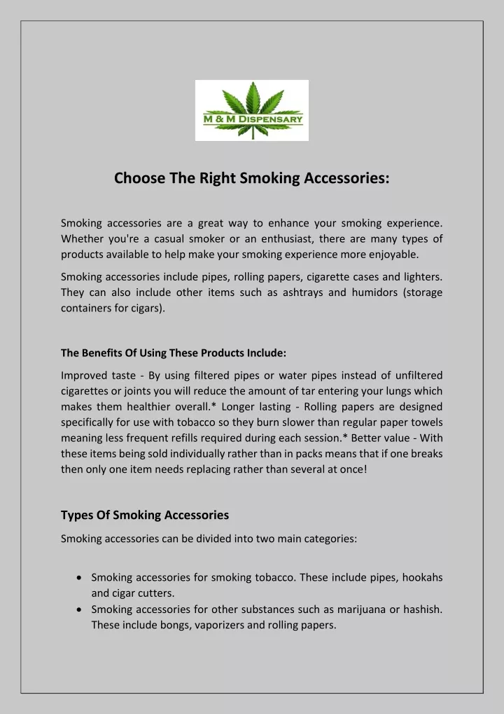 choose the right smoking accessories