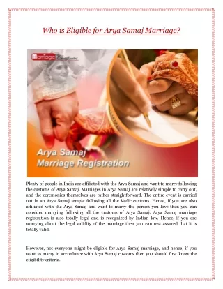 Who is Eligible for Arya Samaj Marriage?