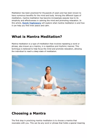 Mantra Meditation_ A Guide to Finding Inner Peace and Calm