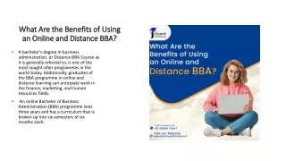 What Are the Benefits of Using an Online and Distance BBA ?