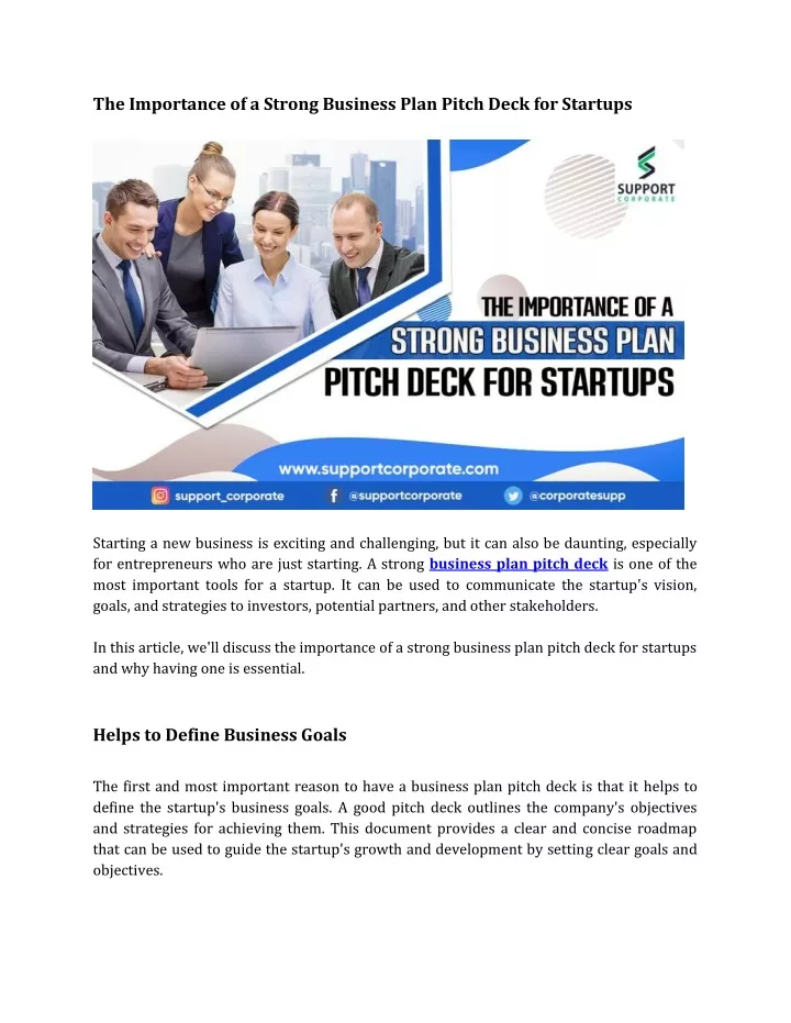 the importance of a strong business plan pitch