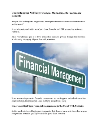 understanding netsuite financial management