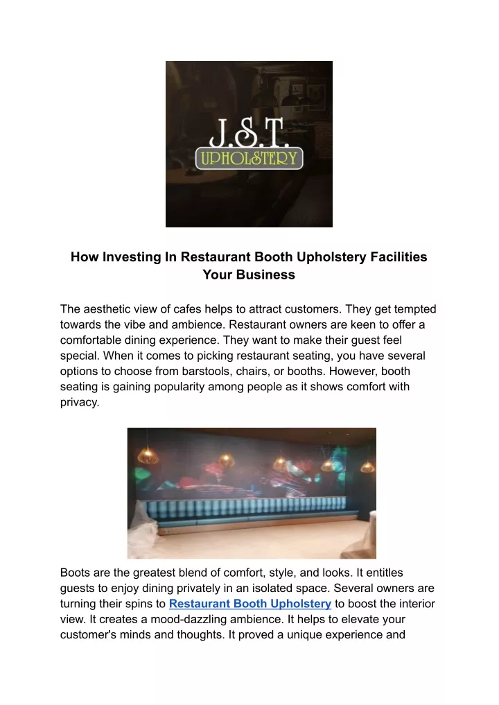 how investing in restaurant booth upholstery