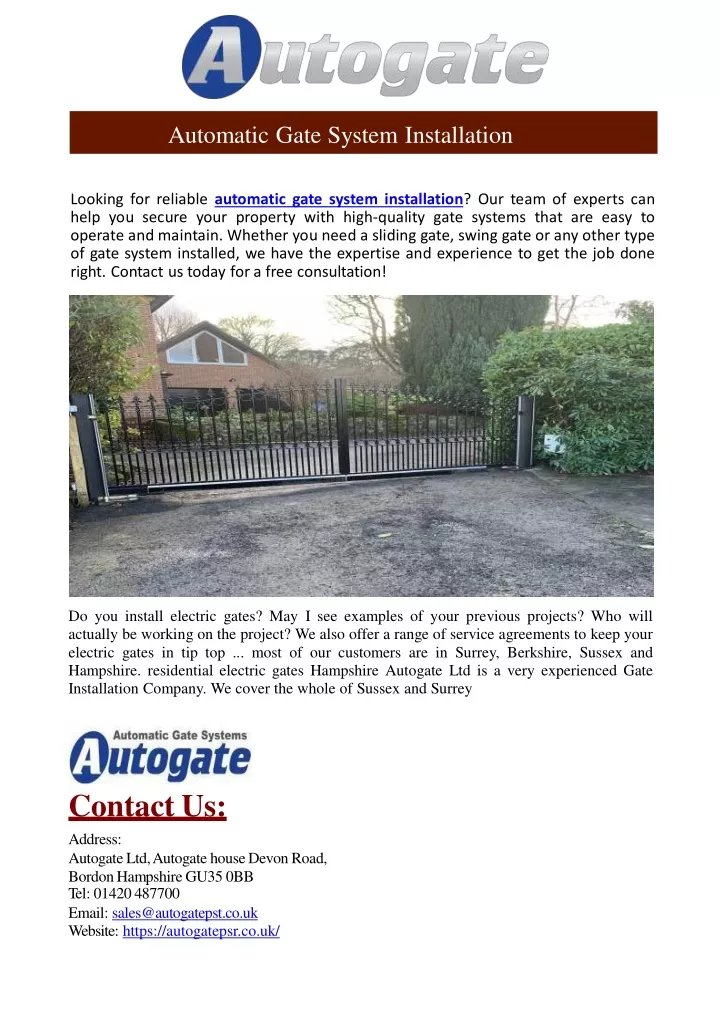 automatic gate system installation