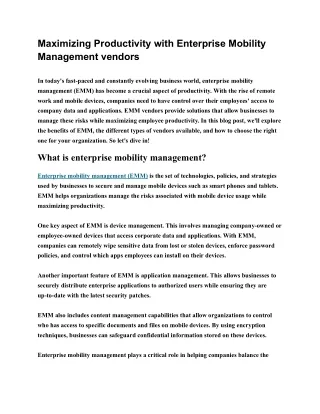 maximizing productivity with enterprise mobility