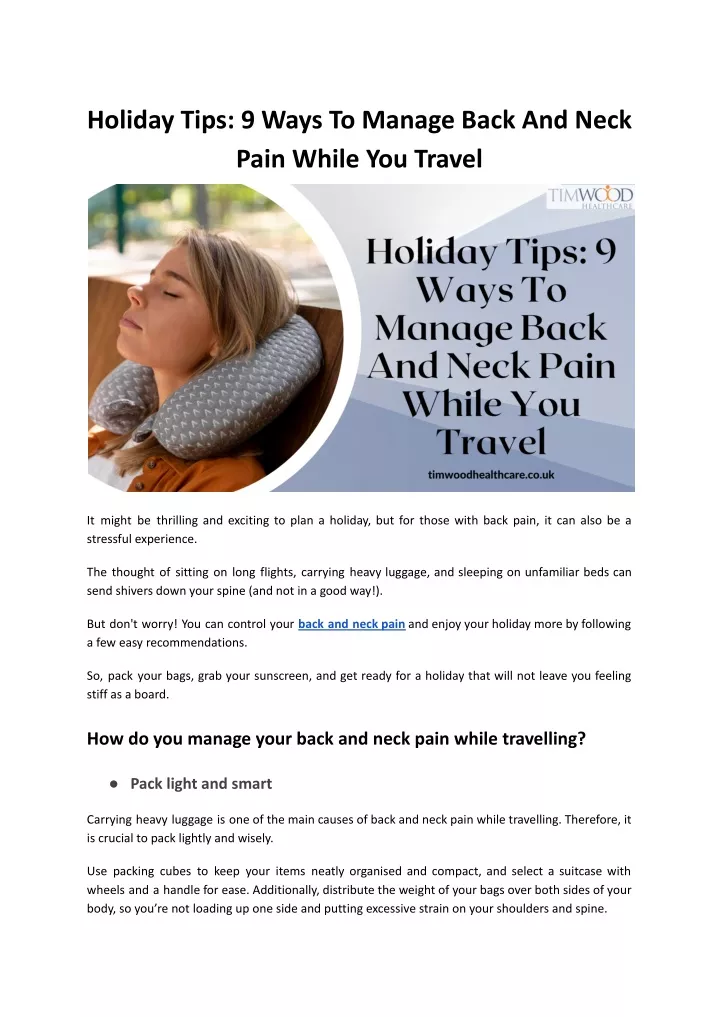 holiday tips 9 ways to manage back and neck pain