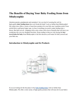 The Benefits of Buying Your Baby Feeding Items from Stbabysophie