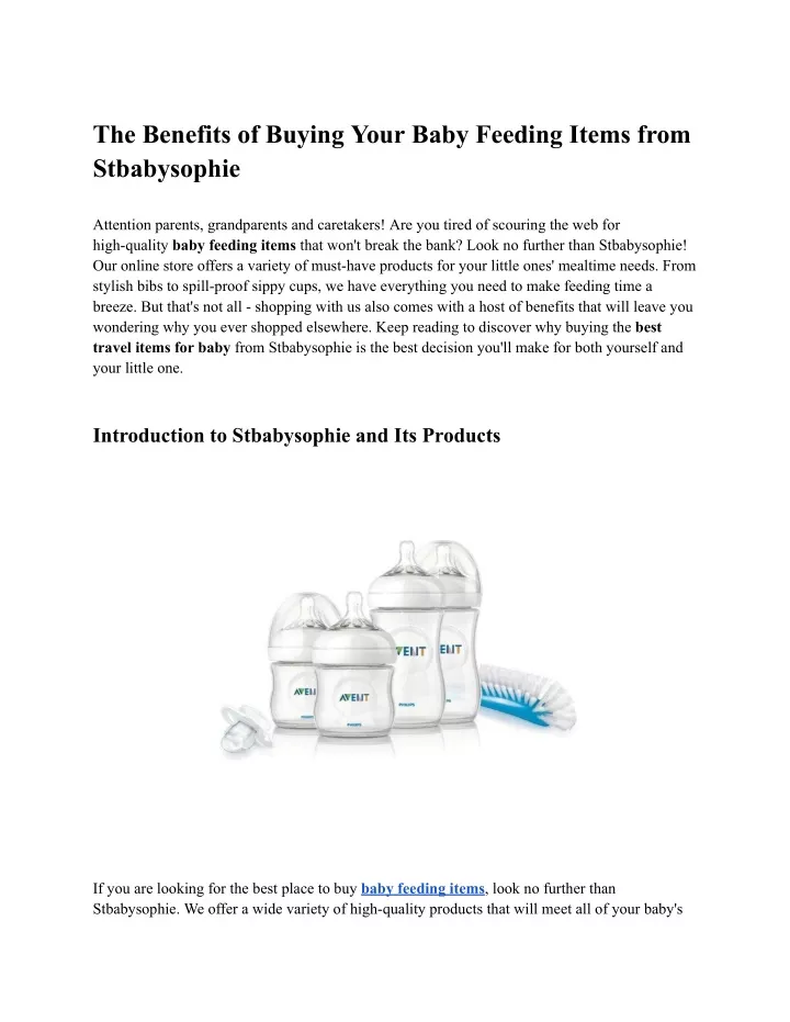 the benefits of buying your baby feeding items