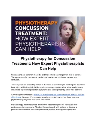 Physiotherapy for Concussion Treatment_ How Expert Physiotherapists Can Help