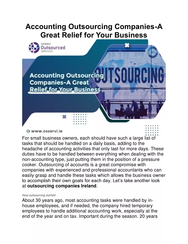 accounting outsourcing companies a great relief