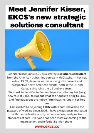 Meet Jennifer Kisser, EKCS’s new strategic solutions consultant