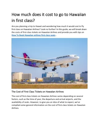 How much does it cost to go to Hawaiian in first class