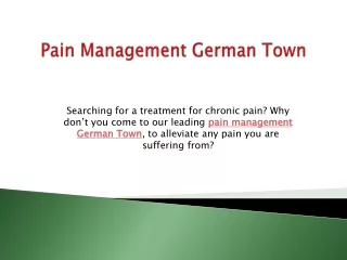 Pain Management German Town