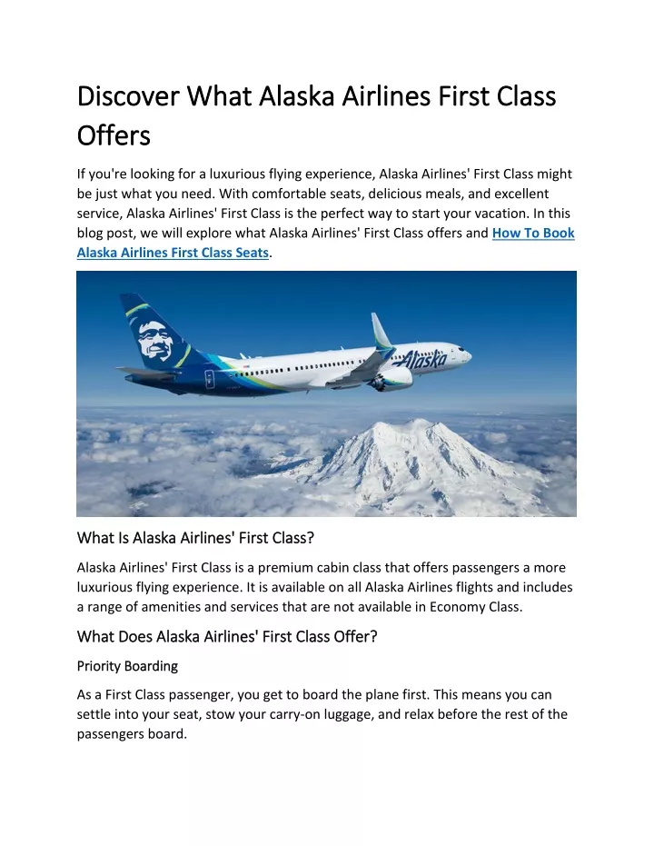 Ppt Discover What Alaska Airlines First Class Offers Powerpoint