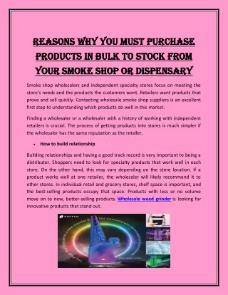 Reasons Why You Must Purchase Products in Bulk to Stock from Your Smoke Shop or Dispensary