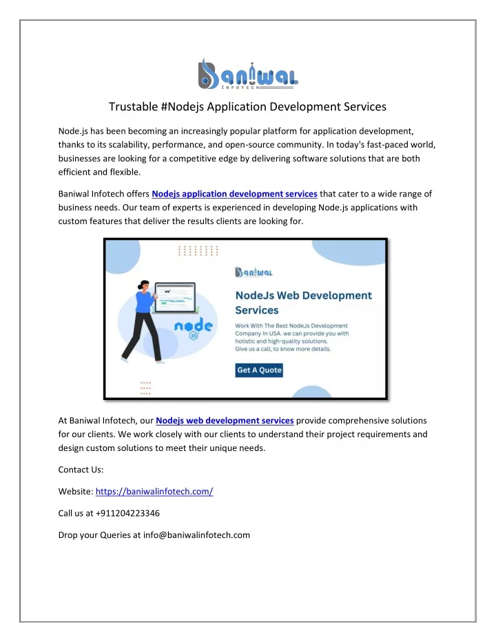 trustable nodejs application development services
