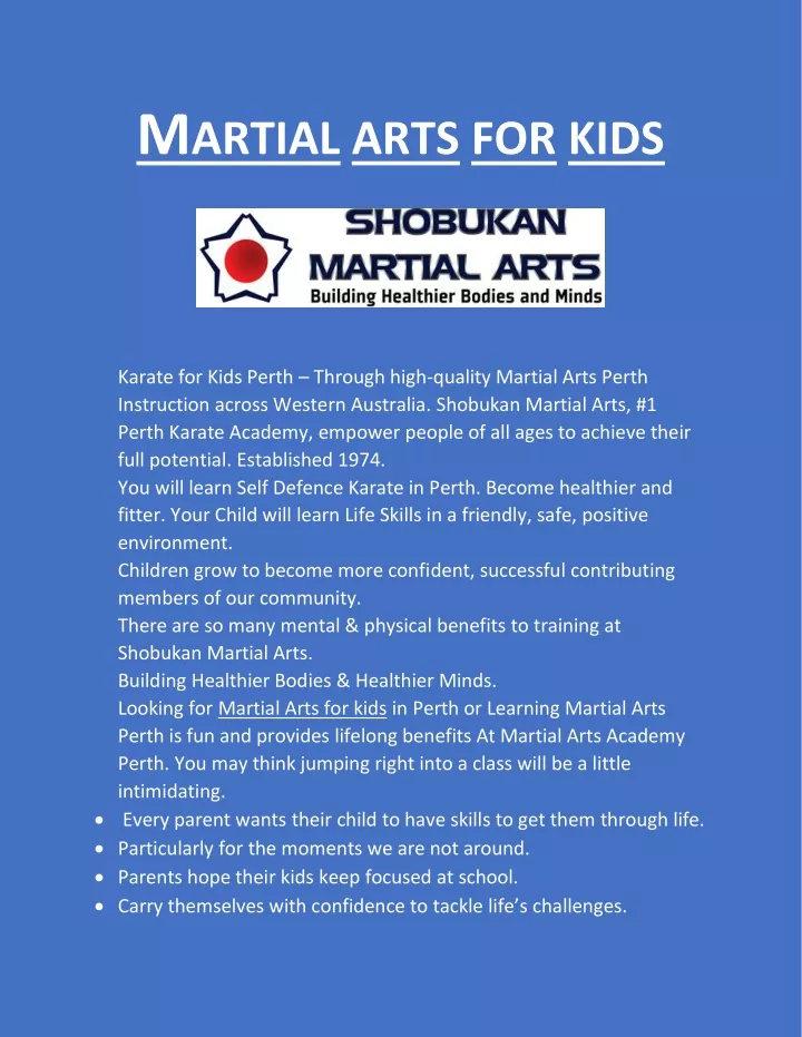 m artial arts for kids