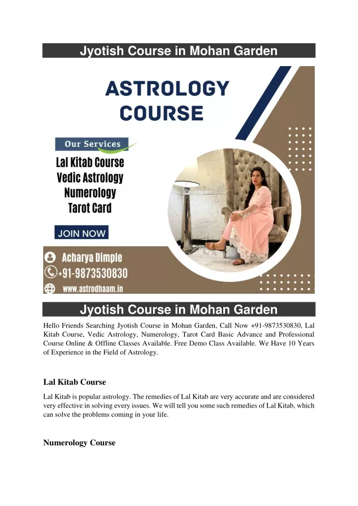 jyotish course in mohan garden