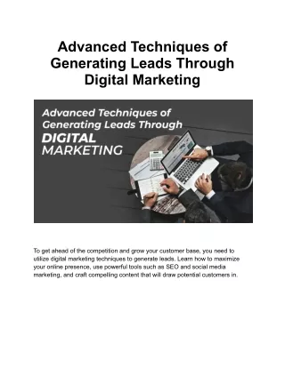 Advanced Techniques of Generating Leads Through Digital Marketing