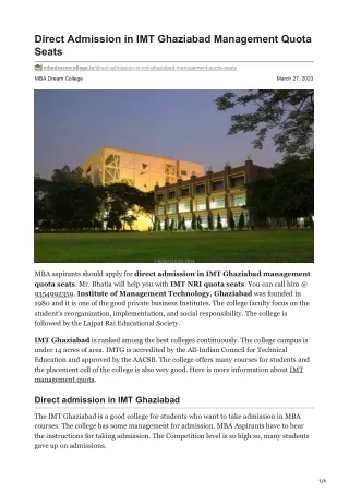 direct admission in imt ghaziabad management