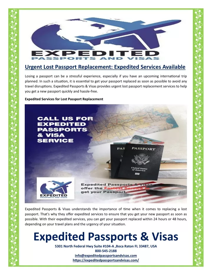 urgent lost passport replacement expedited