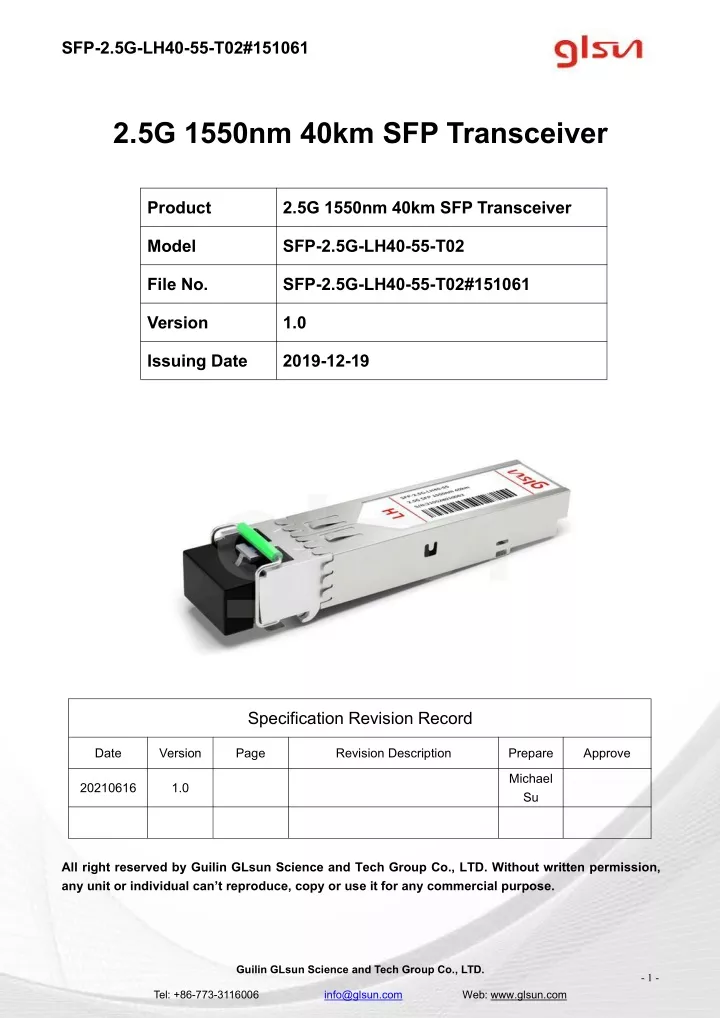 sfp 2 5g lh40 55 t02 151061