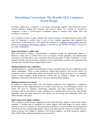 Maximizing Conversions_ The Benefits Of E-Commerce Portal Design