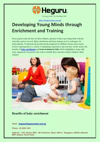 Developing Young Minds Through Enrichment and Training