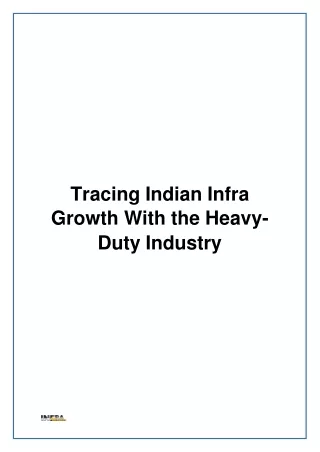 Tracing Indian Infra Growth With the Heavy-Duty Industry