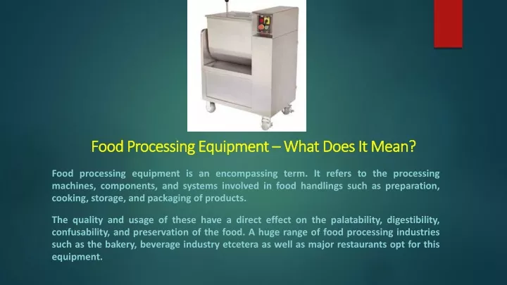 food processing equipment what does it mean