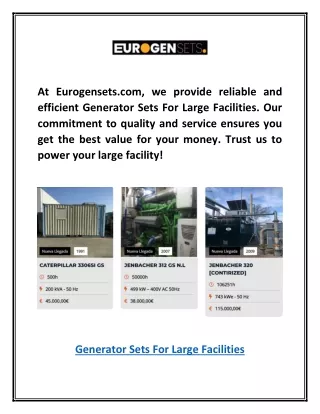 Generator Sets For Large Facilities | Eurogensets.com
