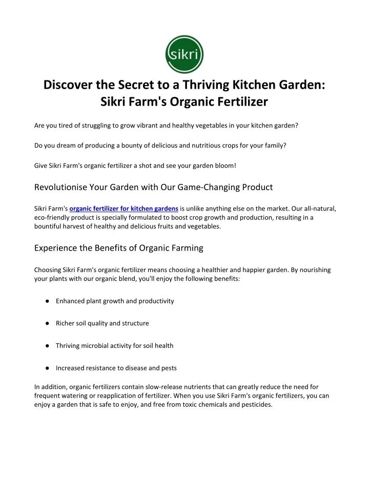 discover the secret to a thriving kitchen garden